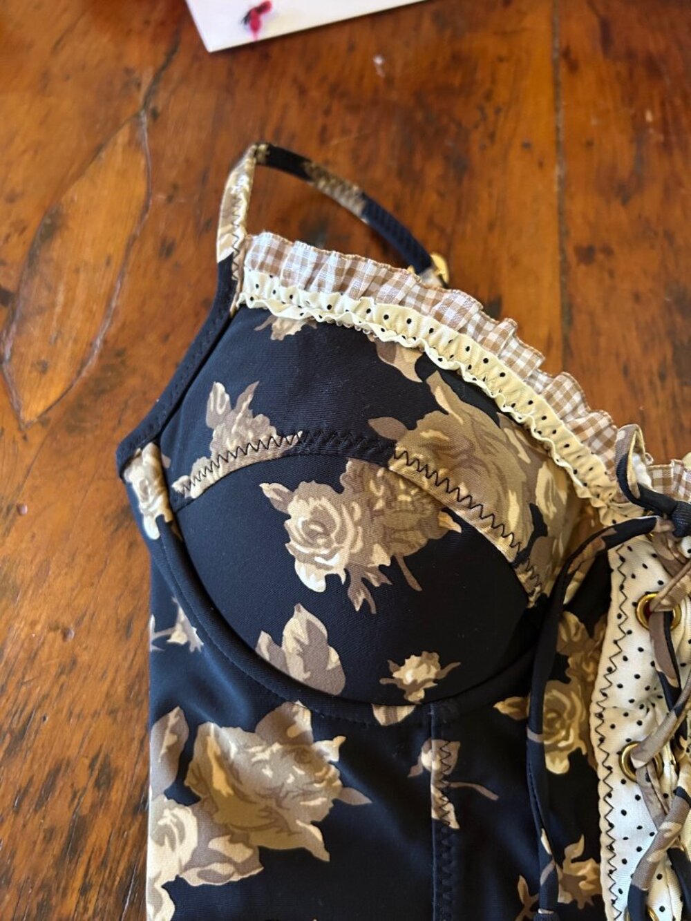 Vintage Betsey Johnson Golden Roses Corset with Bottoms Bikini Set - Picture 8 of 15